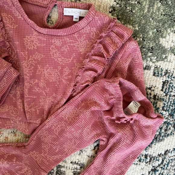 Rachel Zoe 24M Girl Floral Sweatshirt Flared Bottoms Outfit Set Boho EUC - Picture 7 of 10